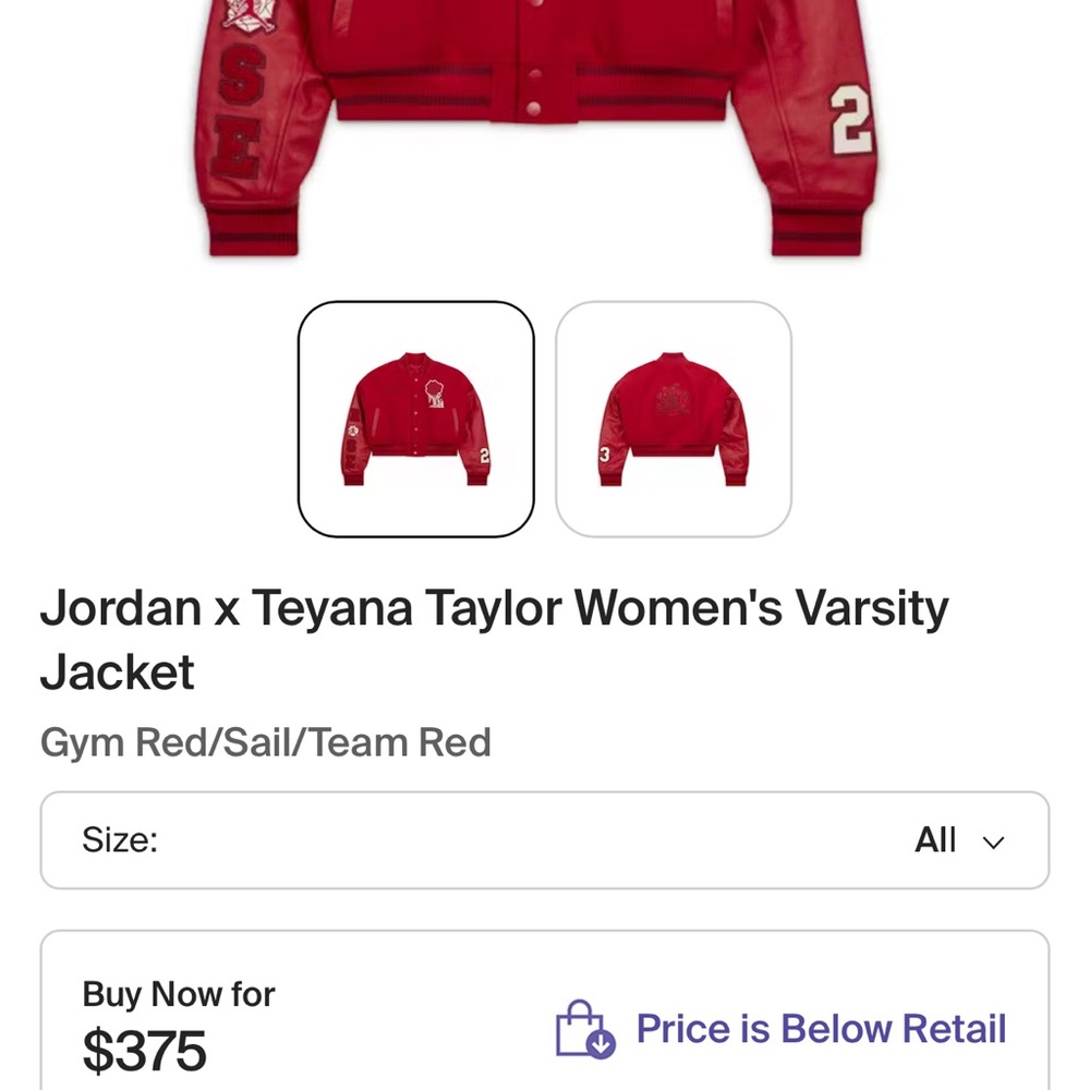 Jordan x Teyana Taylor Women's Varsity
Jacket - Picture 8 of 9